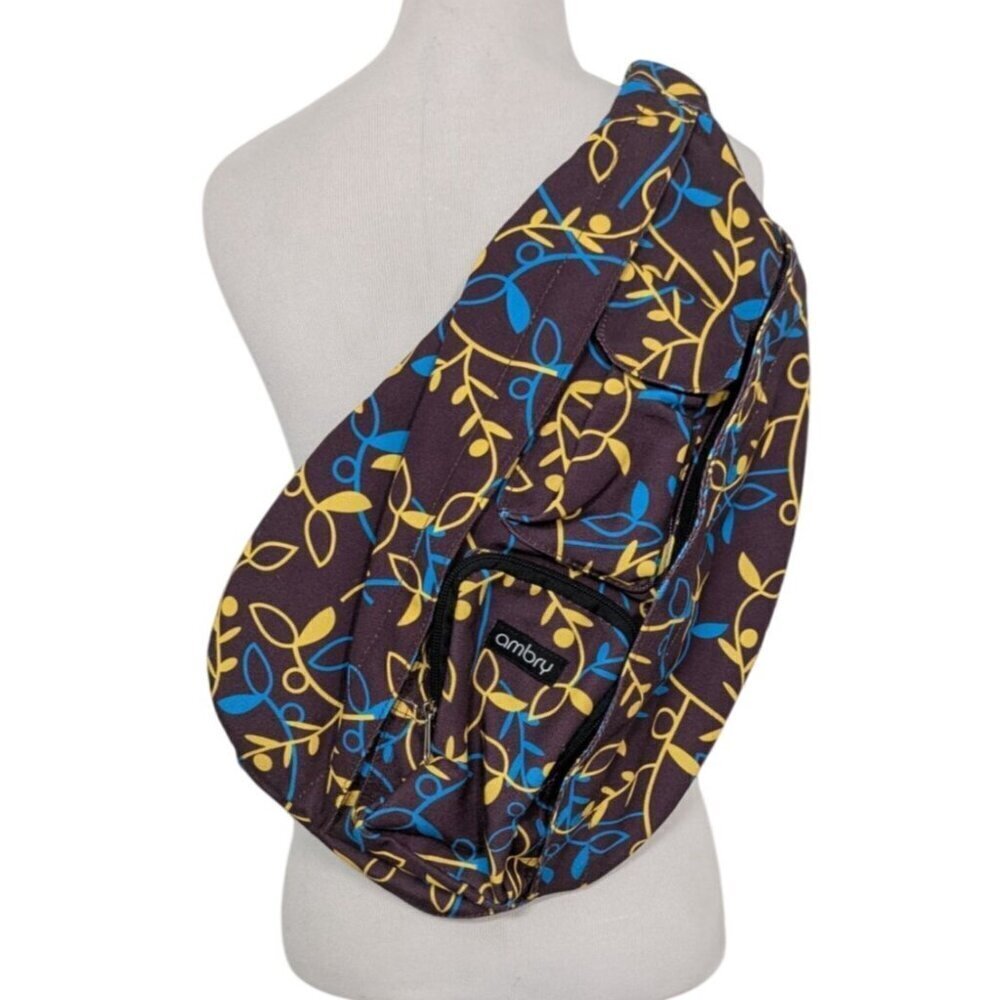 Ambry Floral Sling Bag Purple Crossbody Shoulder Purse Adjustable Backpack